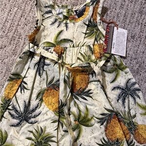 Tropical Pineapple Print Kids Dress